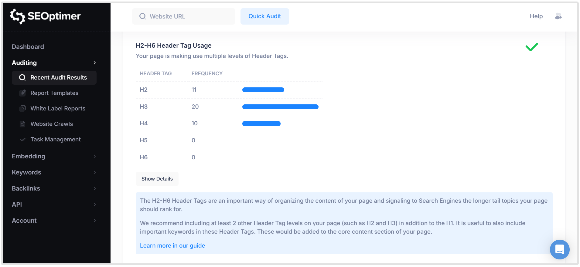 Header tag usage check